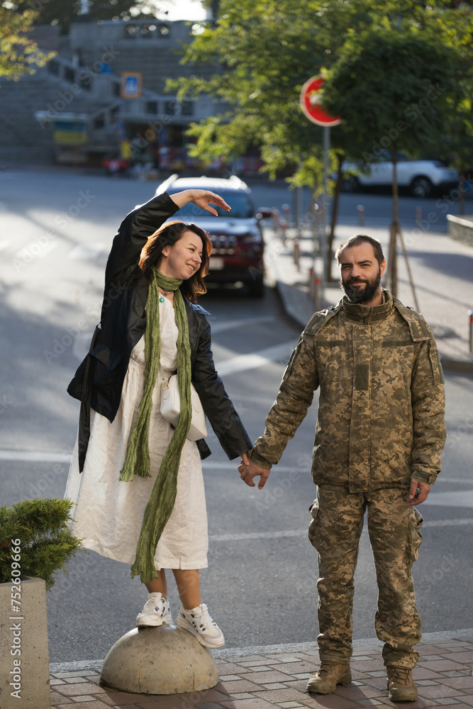 A Ukrainian soldier and his beloved woman A Ukrainian soldier and his beloved woman