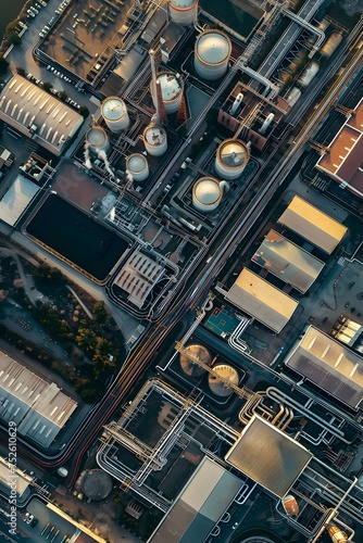 Aerial view of large industrial area with factories, warehouses and industrial buildings 
