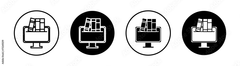Online library flat line icon set. Online library Thin line illustration vector Online library flat line icon set. Online library Thin line illustration vector