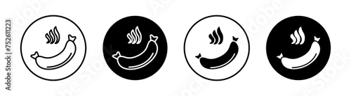Sausage flat line icon set. Sausage Thin line illustration vector