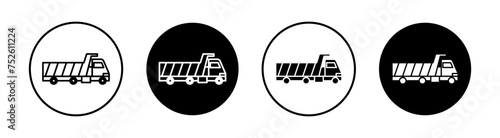 Tipper truck flat line icon set. Tipper truck Thin line illustration vector