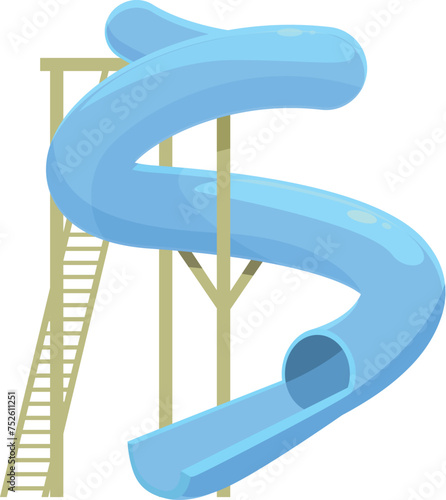 Blue water slide icon cartoon vector. Beach attraction. Pipe pool swim