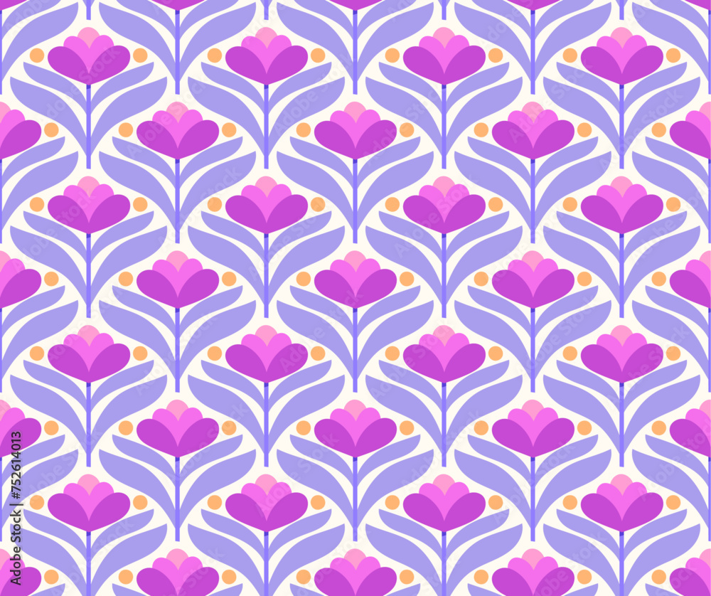 Damask floral seamless pattern. Vector retro style background print. Decorative flower texture.