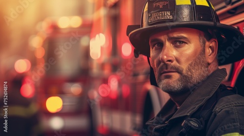 Closeup portrait of a male firefighter