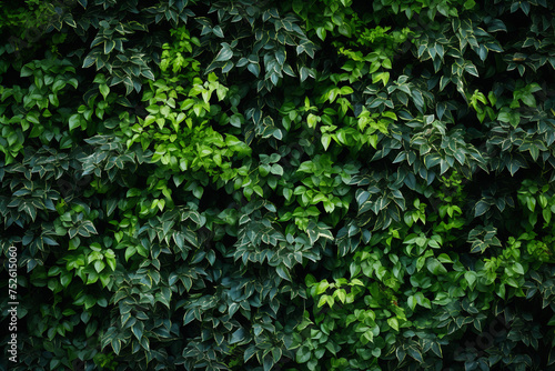 Lush Green Ivy Wall - Dense Foliage Pattern for Natural Backgrounds and Eco-friendly Concepts