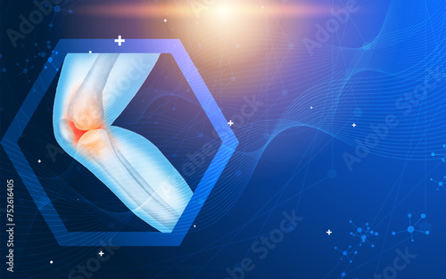 Technology for treatment of knee and joint bone injury. Abstract traumatology and orthopedics. Medical science in the hospital for body joints.
