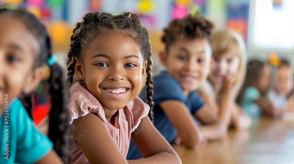 Happy children in a multi-ethnic elementary classroom Happy children in a multi-ethnic elementary classroom