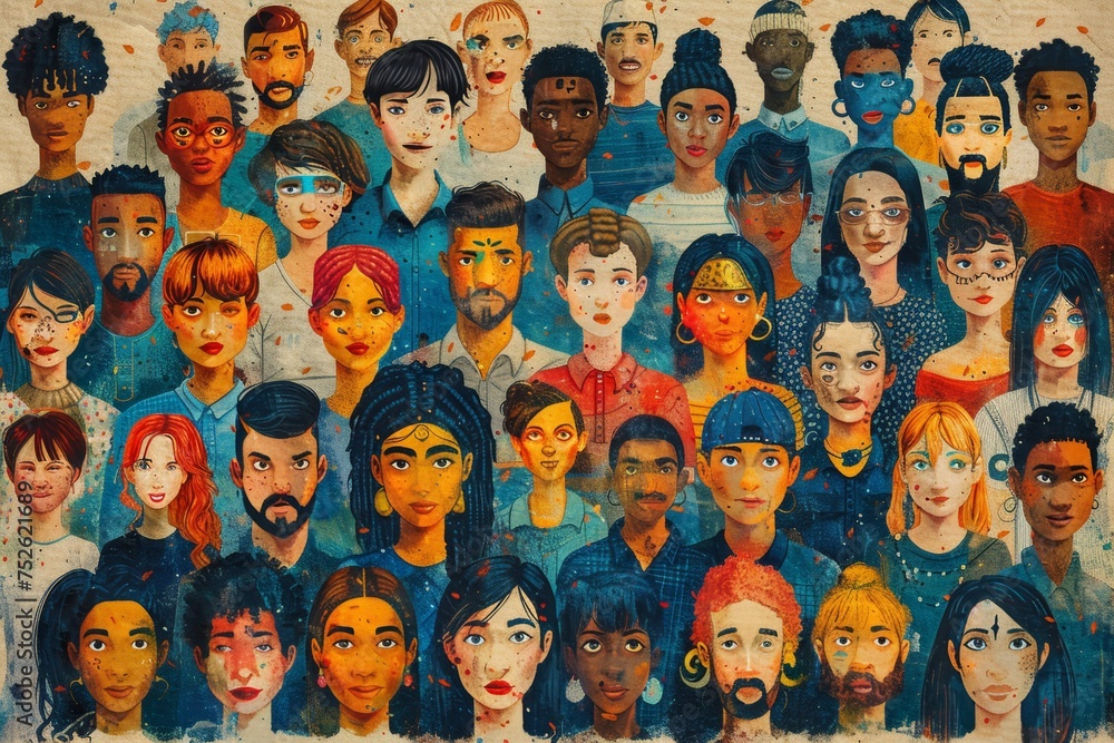 Multigenerational representation: Multinational faces from different age groups and backgrounds