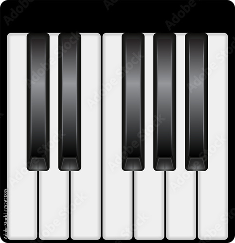 Piano keyboards illustrations. Various angles and views on transparent, png.  music illustration.  Piano keys
