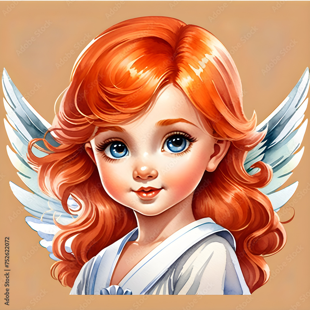 Radiant Love: Embracing Hope with the Orange-Haired Angel.(Generative AI)