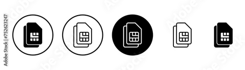 Sim card icon vector isolated on white background. Mobile slot icon. Mobile cellular phone sim card chip.