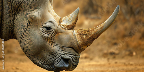 Rhino Rhinoceros Dangerous Big Horn Facea animal