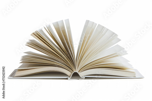 open book with fanned pages isolated on white background