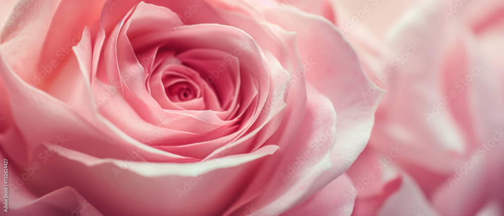 Extreme closeup of a beautiful pink rose in bloom. Petals pattern background. Generative AI. Extreme closeup of a beautiful pink rose in bloom. Petals pattern background. Generative AI.