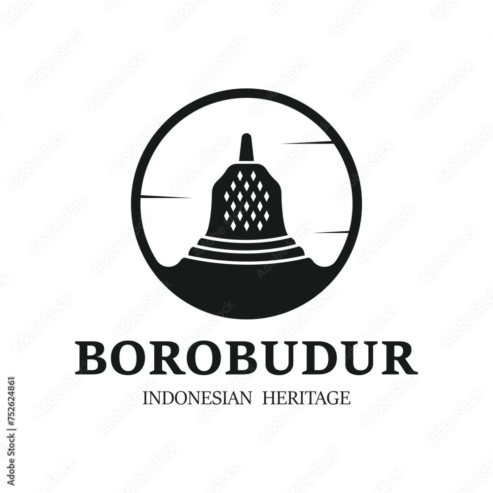Simple Borobudur Temple Logo Vector Design Stupa Of Borobudur Stone