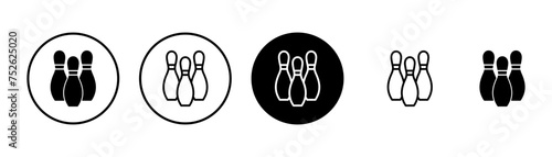 Bowling game Pin Icon vector isolated on white background. Bowling icon, ball and pin
