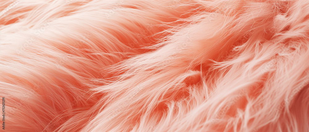 Soft trendy peach fur texture background. Color of the year 2024 Peach Fuzz. Generative AI.