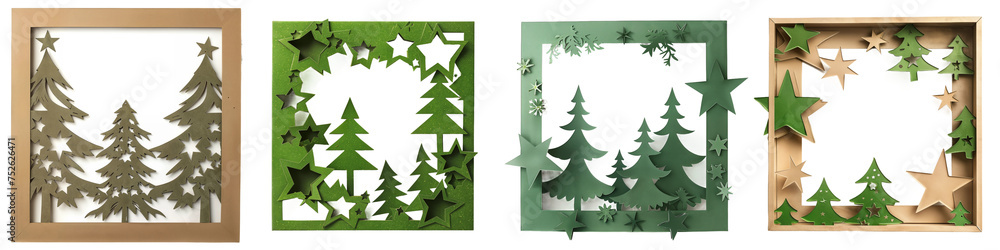 Obraz premium Christmas Tree Paper Cutouts Frame