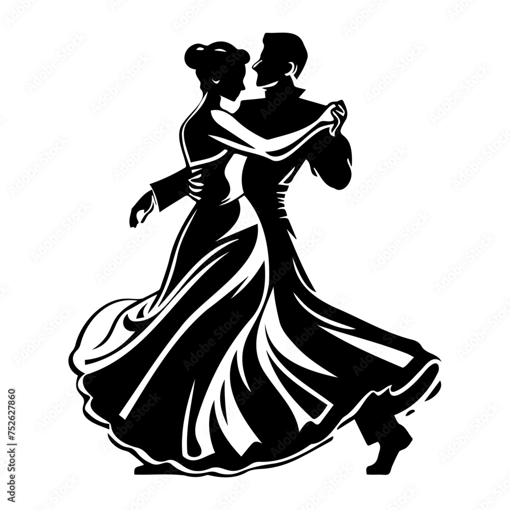 Fototapeta premium Couple Dancing, ballroom dancing, vector illustrator.