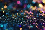 Holographic Glitter Texture in Blue and Black - Abstract Background for Christmas Celebration and Fashion Design