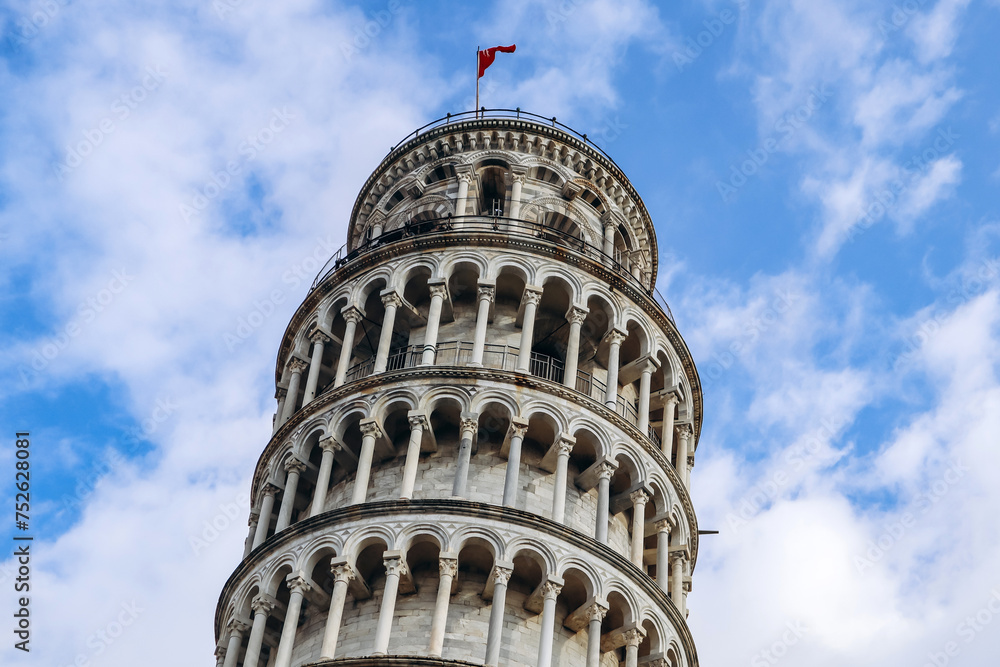 Close up of the Leaning Tower of Pisa, Tuscany region, central Italy