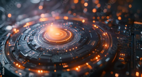 Wallpaper Mural Holographic data lock with rotating encryption symbols Torontodigital.ca