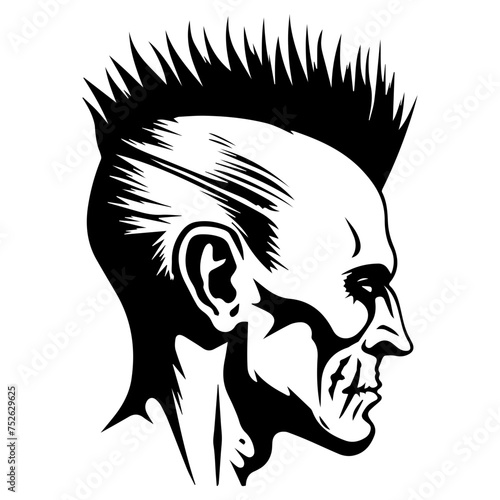 Skull with nail spiked mohawk vector illustrator.