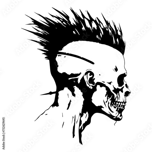 Skull with nail spiked mohawk vector illustrator.