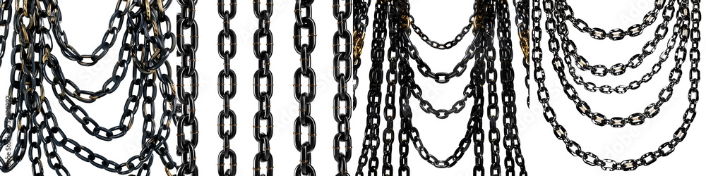 Diverse Hanging Black Chains with Transparent Background Diverse Hanging Black Chains with Transparent Background