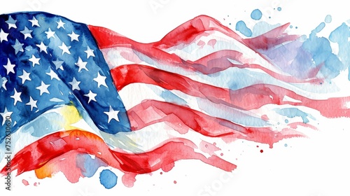 Obraz na płótnie Watercolor painting of US national flag w salonie