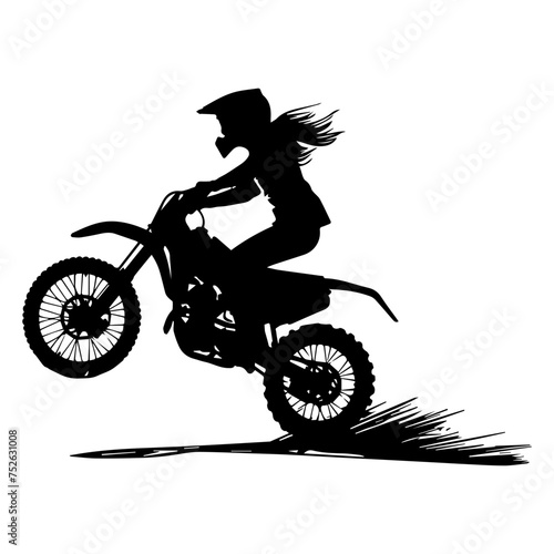 mountain motor biker girl silhouettes. vector illustrator.