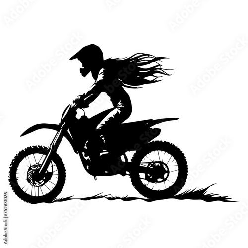 mountain motor biker girl silhouettes. vector illustrator.