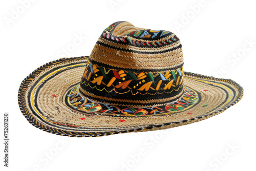 colorful woven sombrero isolated on transparent background, cinco de mayo celebration