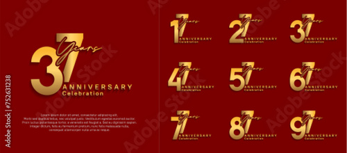 anniversary logotype vector design with gold color can be use for special moment celebration