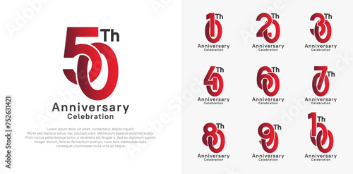 anniversary logotype vector design with red and black color for celebration moment