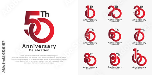 anniversary logotype vector design with red and black color for celebration moment photo