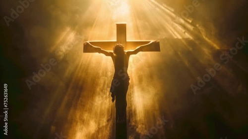 jesus christ on the cross in the light Generative AI