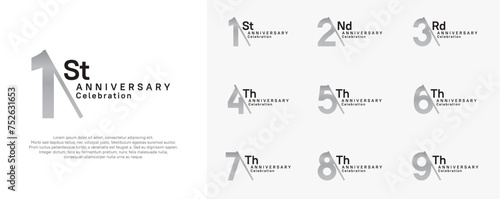 anniversary logotype vector set. blue and silver color with slash for celebration day