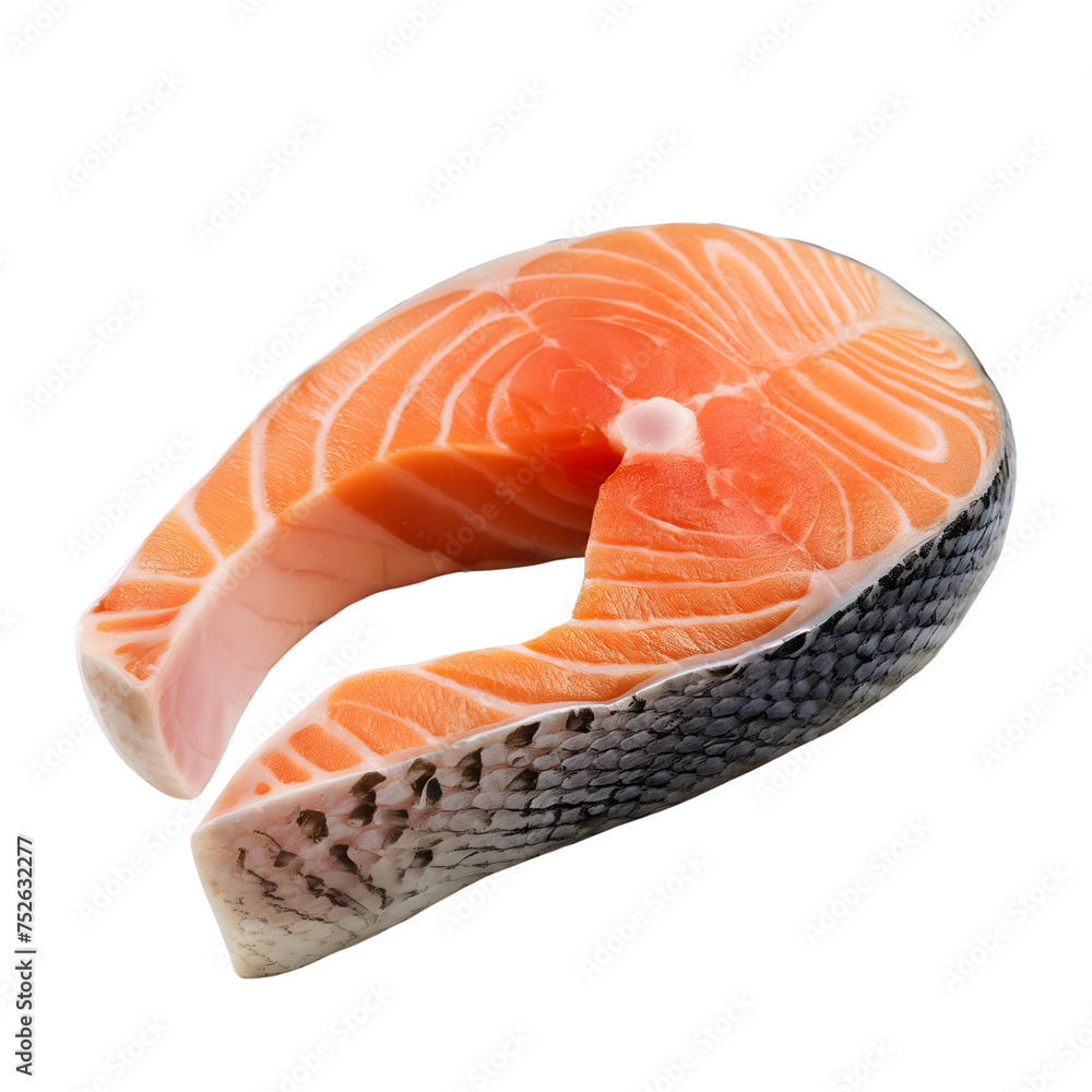Fresh salmon steak isolated on transparent background generative ai Fresh salmon steak isolated on transparent background generative ai