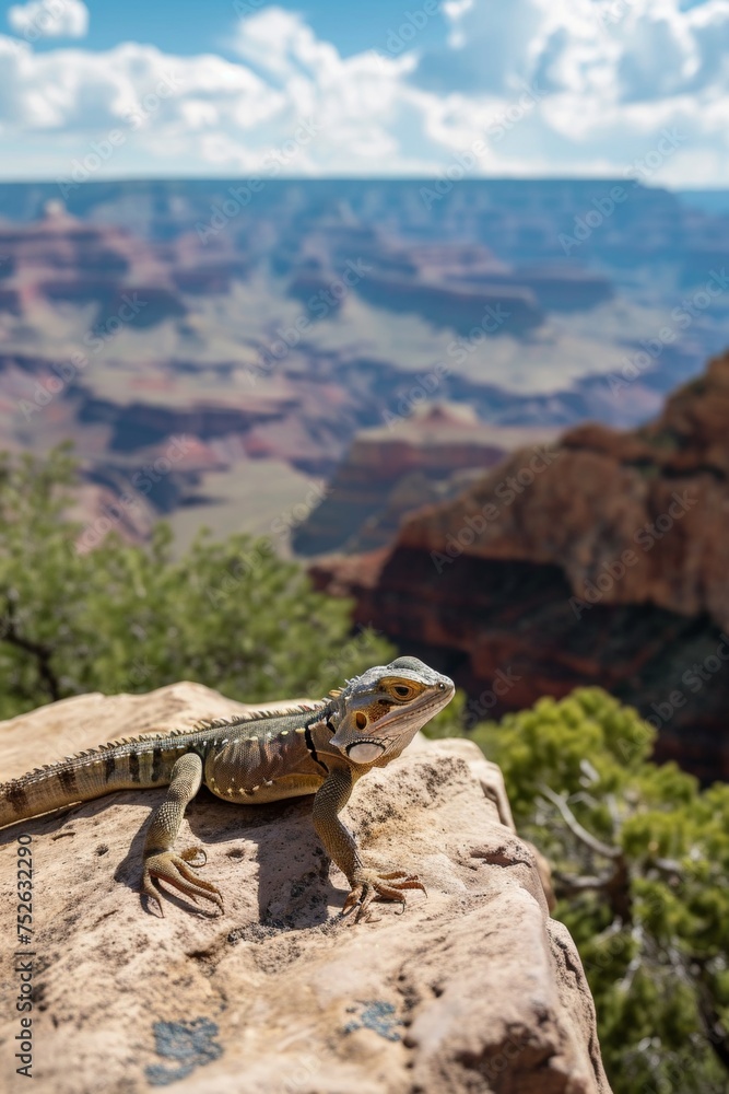 Fototapeta premium A lizard standing on rock in Grand Canyon.