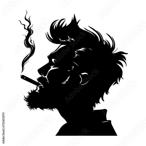 smoking cannabis silhouettes. vector illustrator.