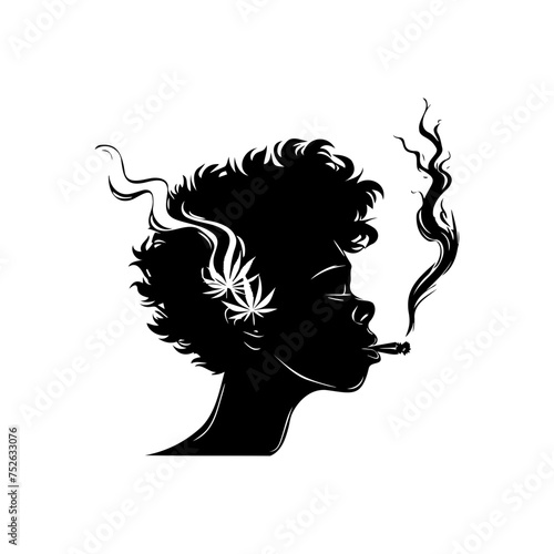 smoking cannabis silhouettes. vector illustrator.