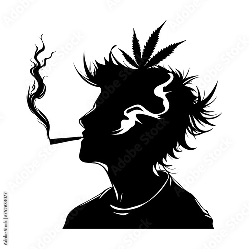 smoking cannabis silhouettes. vector illustrator.