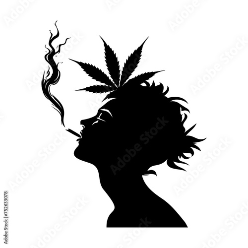 smoking cannabis silhouettes. vector illustrator.