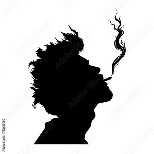 smoking cannabis silhouettes. vector illustrator.