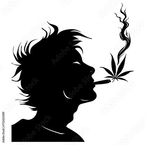 smoking cannabis silhouettes. vector illustrator.