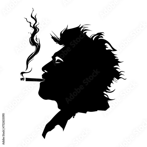 smoking cannabis silhouettes. vector illustrator.