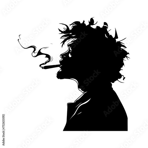 smoking cannabis silhouettes. vector illustrator.