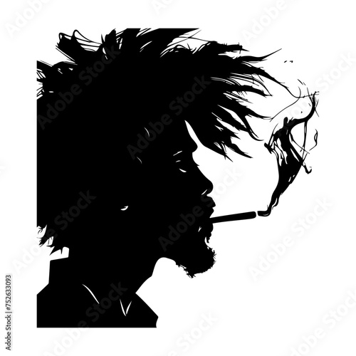 smoking cannabis silhouettes. vector illustrator.