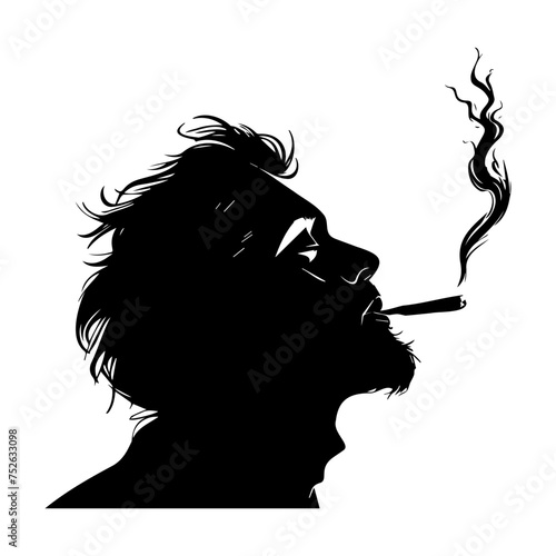 smoking cannabis silhouettes. vector illustrator.